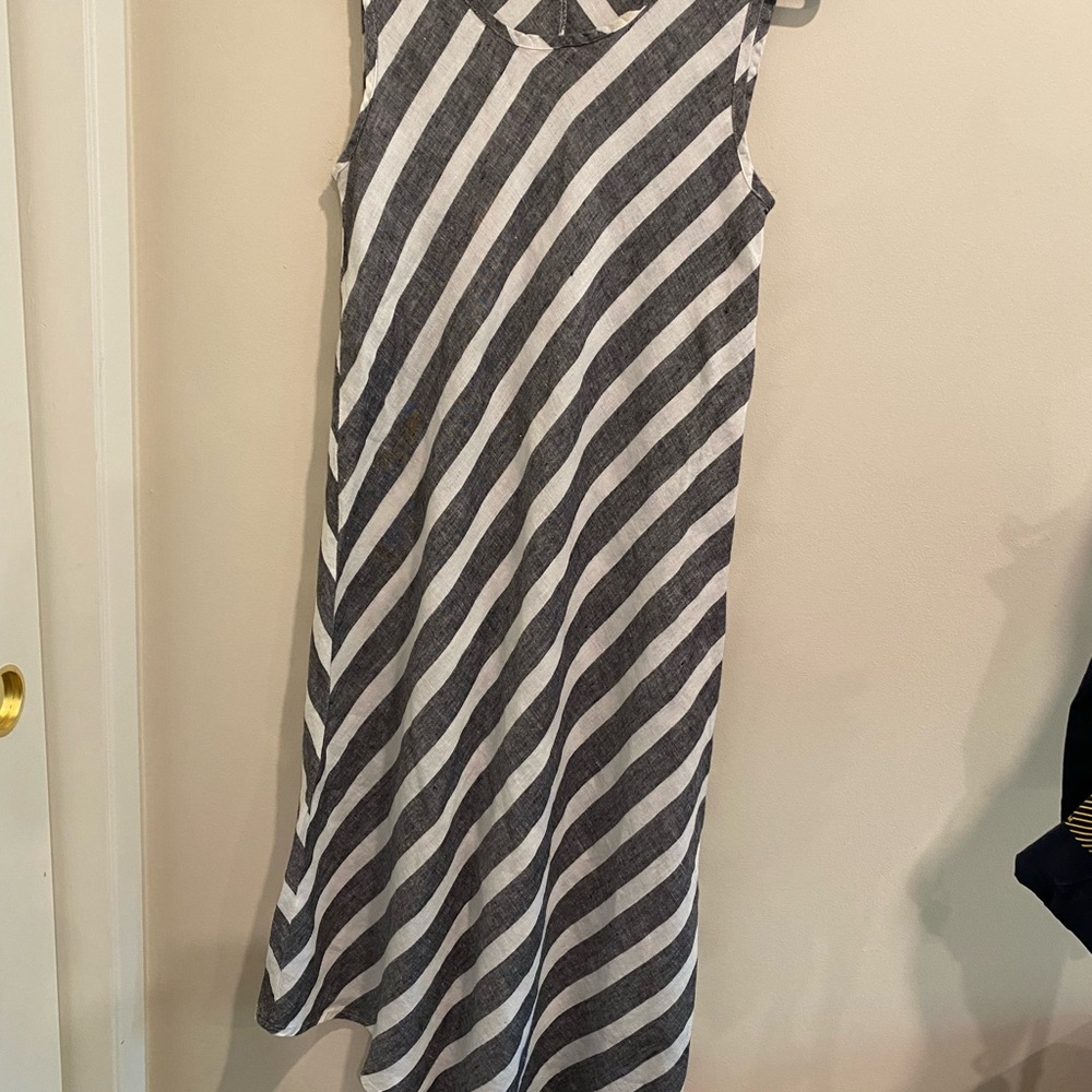 Flax grey  and White striped  Dress